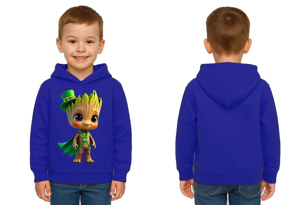 Unisex Groot Baskılı Çocuk Swaetshirt Kapüşonlu 3 İplik Şardonlu