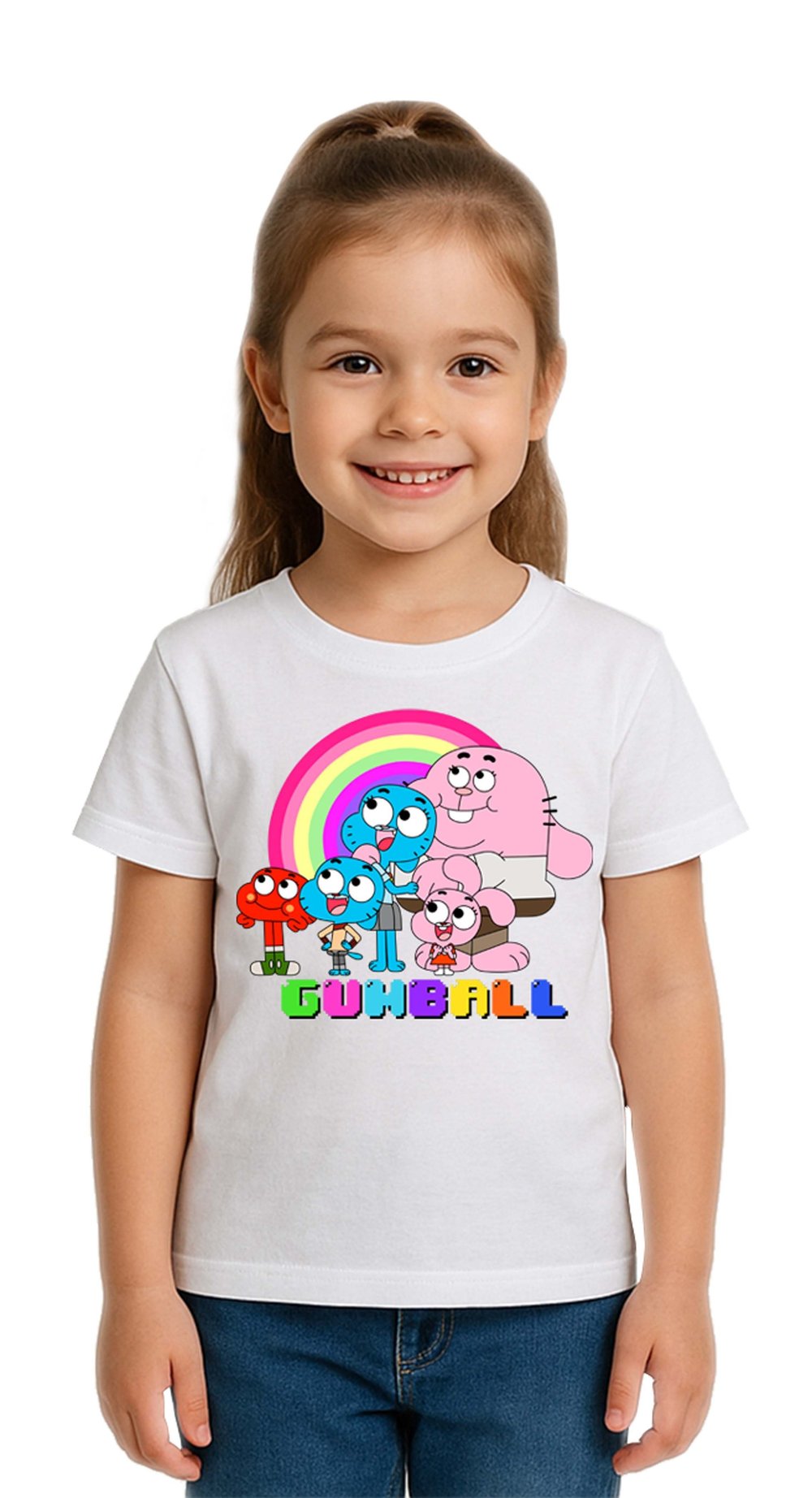 Unisex gumball baskılı Çocuk Tişört pamuklu penye kumaş