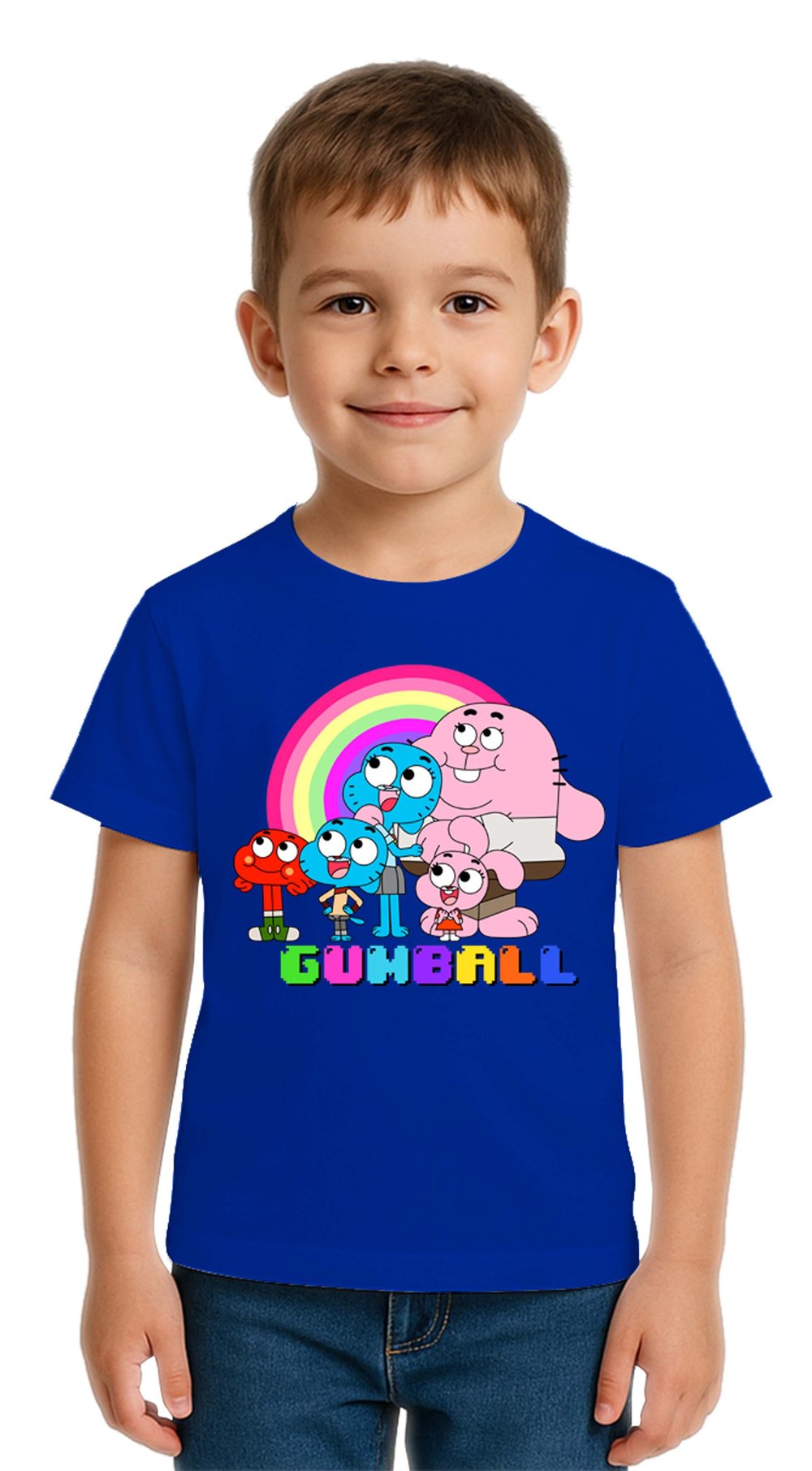 Unisex gumball baskılı Çocuk Tişört pamuklu penye kumaş