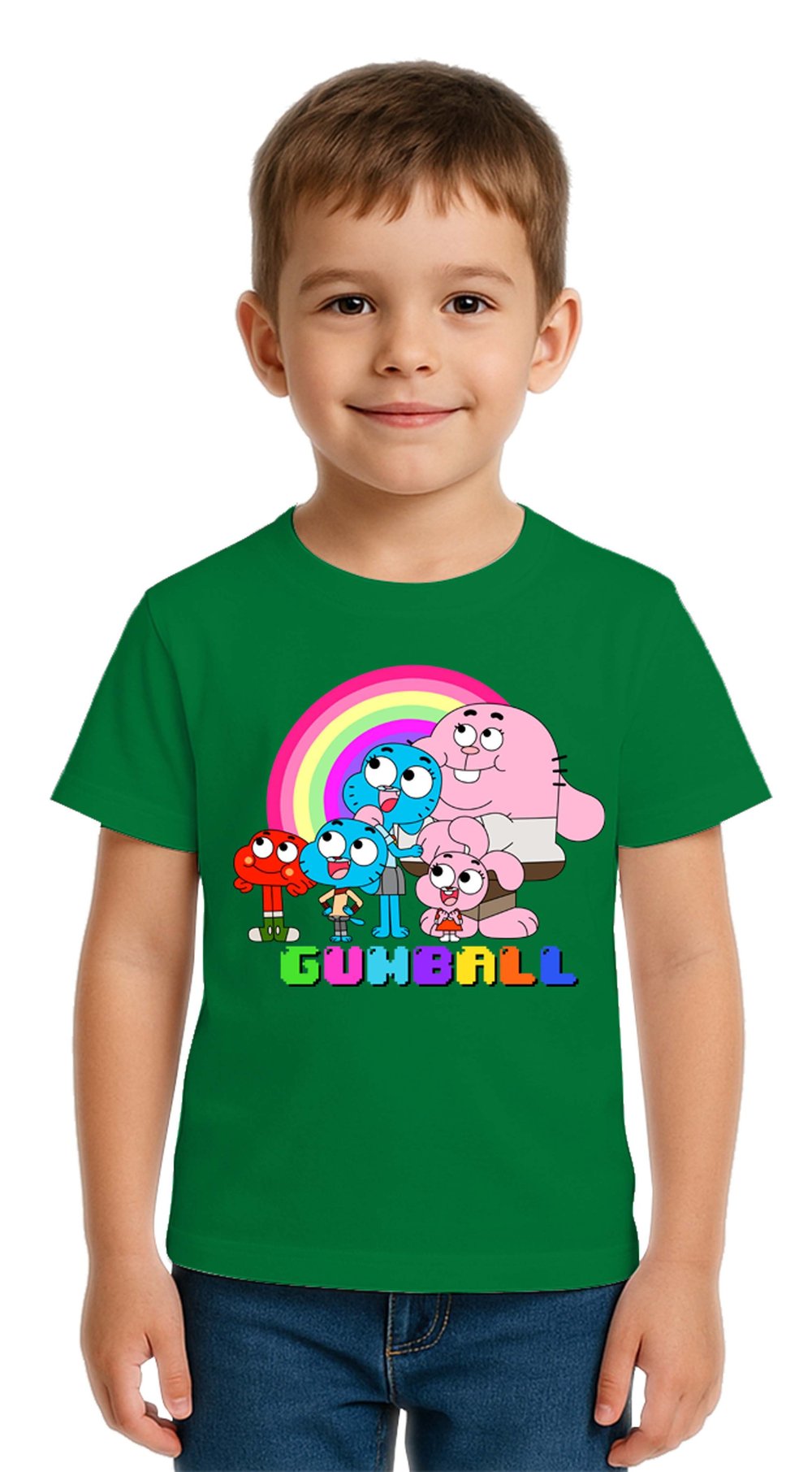 Unisex gumball baskılı Çocuk Tişört pamuklu penye kumaş