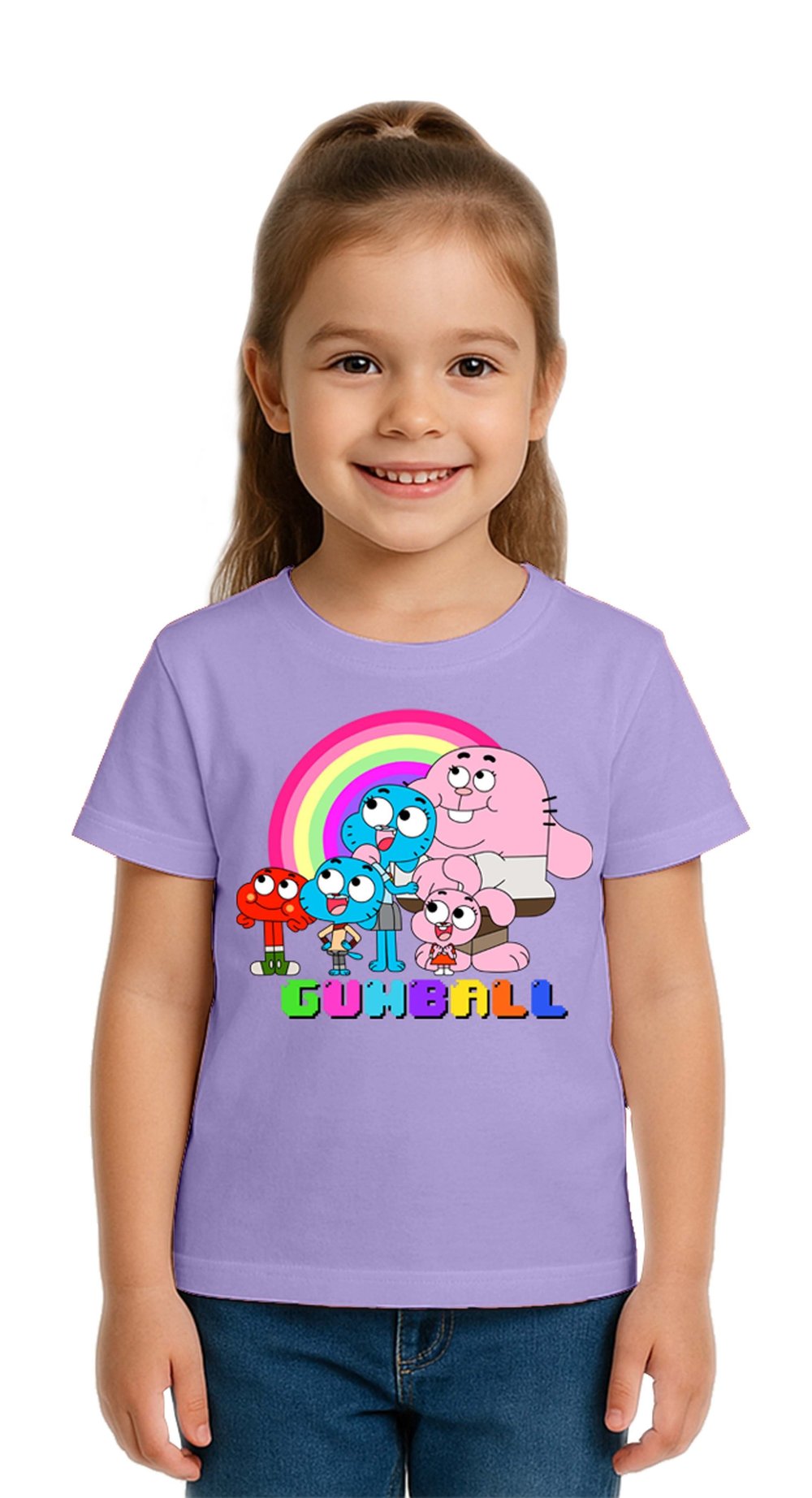 Unisex gumball baskılı Çocuk Tişört pamuklu penye kumaş