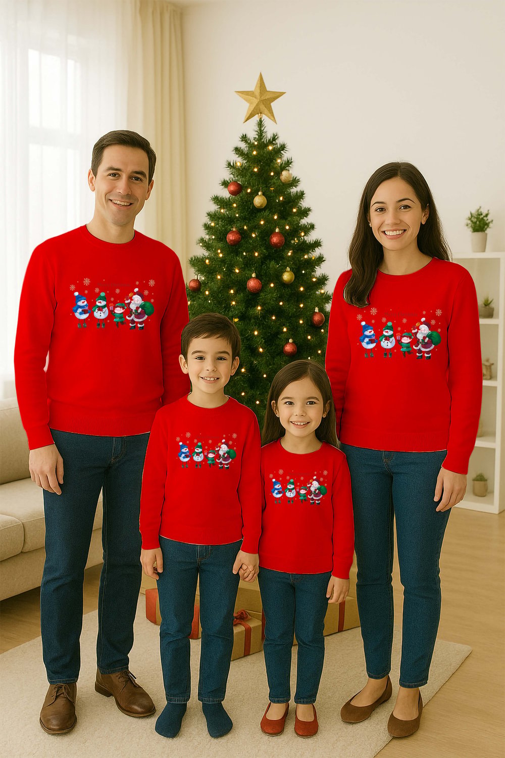 Unisex Happy New Year Yılbaşı Baskılı Yetişkin ve  Çocuk Sweatshirt 3 İplik Şardonlu Kumaş