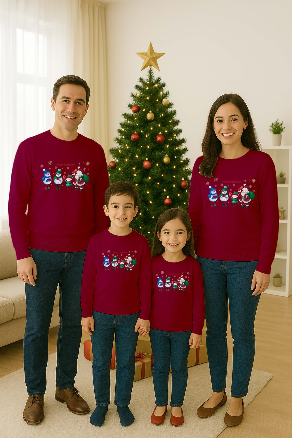 Unisex Happy New Year Yılbaşı Baskılı Yetişkin ve  Çocuk Sweatshirt 3 İplik Şardonlu Kumaş