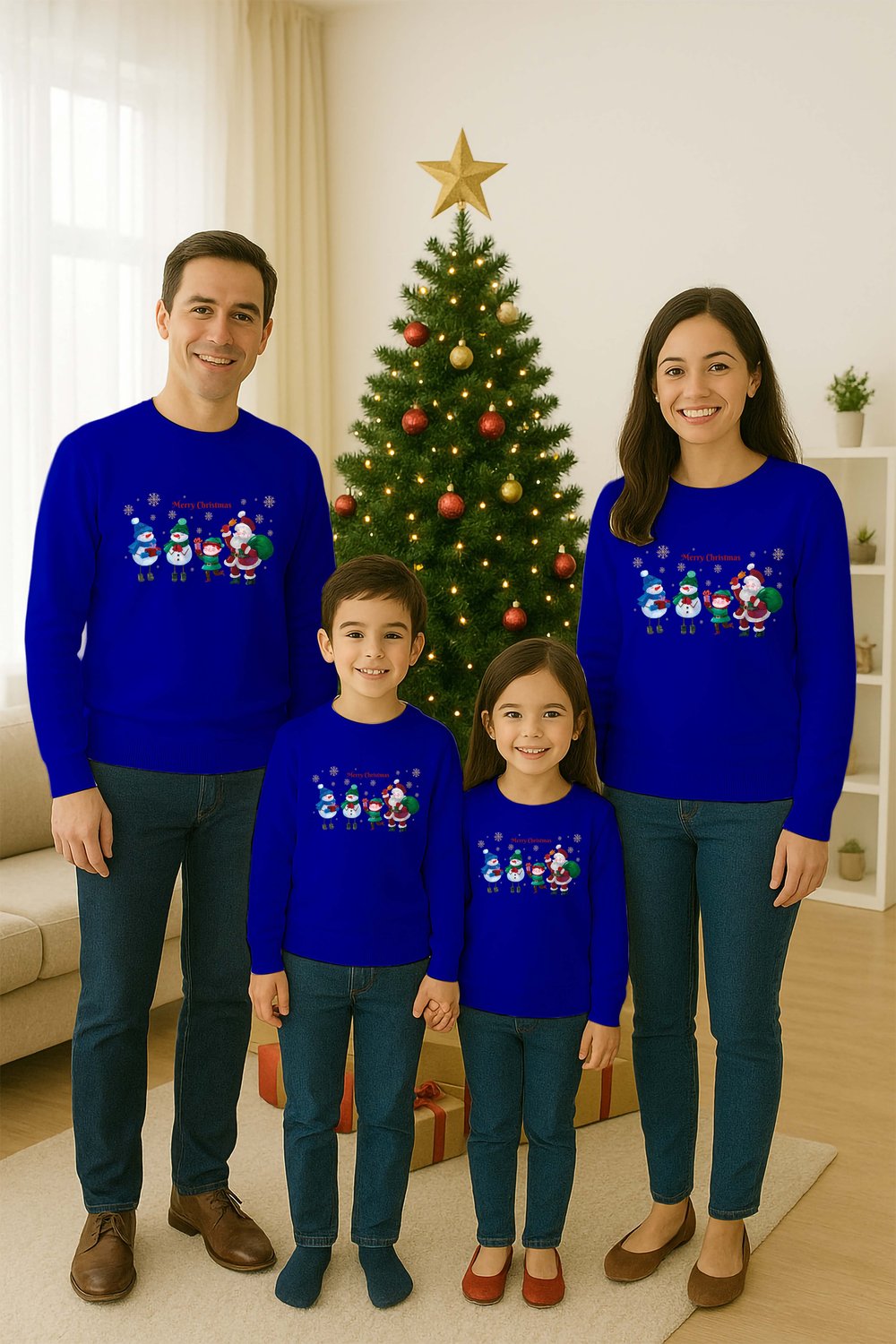 Unisex Happy New Year Yılbaşı Baskılı Yetişkin ve  Çocuk Sweatshirt 3 İplik Şardonlu Kumaş