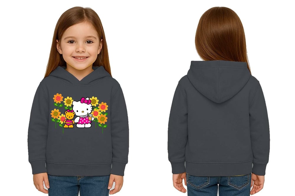 Unisex hello kity  Baskılı Çocuk Swaetshirt  Baskılı Kapüşonlu 3 İplik Şardonlu