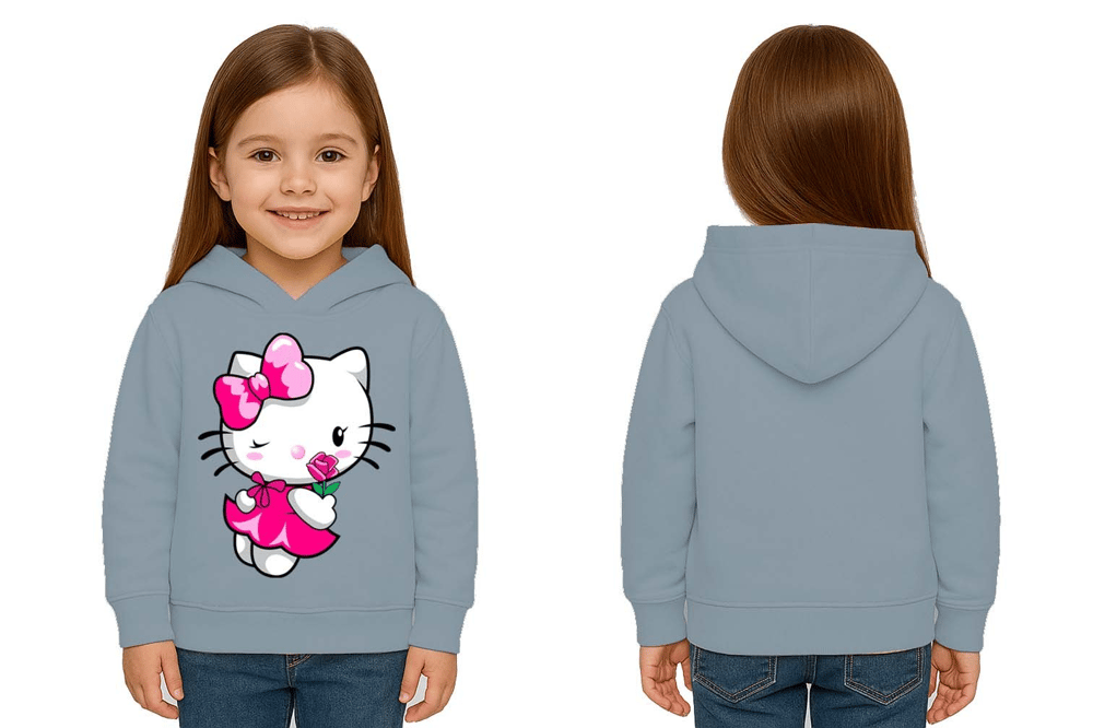 Unisex hello kity  Baskılı Çocuk Swaetshirt  Baskılı Kapüşonlu 3 İplik Şardonlu