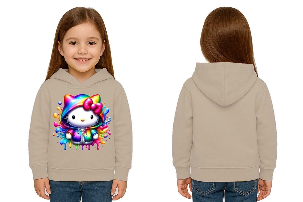 Unisex hello kity  Baskılı Çocuk Swaetshirt  Baskılı Kapüşonlu 3 İplik Şardonlu