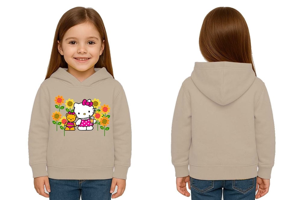 Unisex hello kity  Baskılı Çocuk Swaetshirt  Baskılı Kapüşonlu 3 İplik Şardonlu