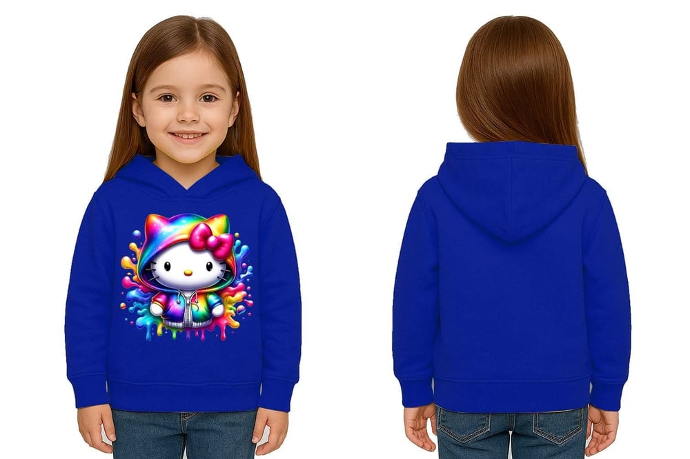 Unisex hello kity  Baskılı Çocuk Swaetshirt  Baskılı Kapüşonlu 3 İplik Şardonlu