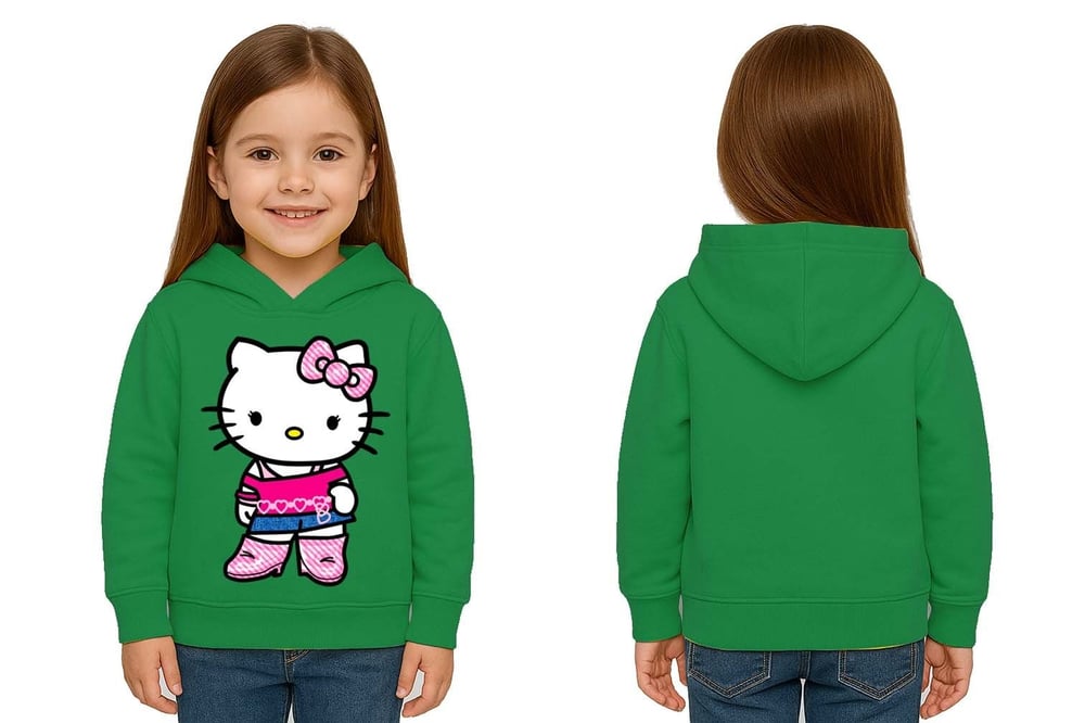Unisex hello kity  Baskılı Çocuk Swaetshirt  Baskılı Kapüşonlu 3 İplik Şardonlu