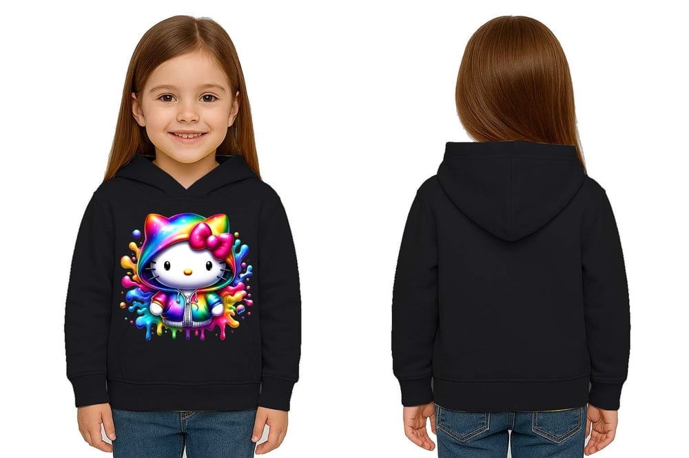 Unisex hello kity  Baskılı Çocuk Swaetshirt  Baskılı Kapüşonlu 3 İplik Şardonlu