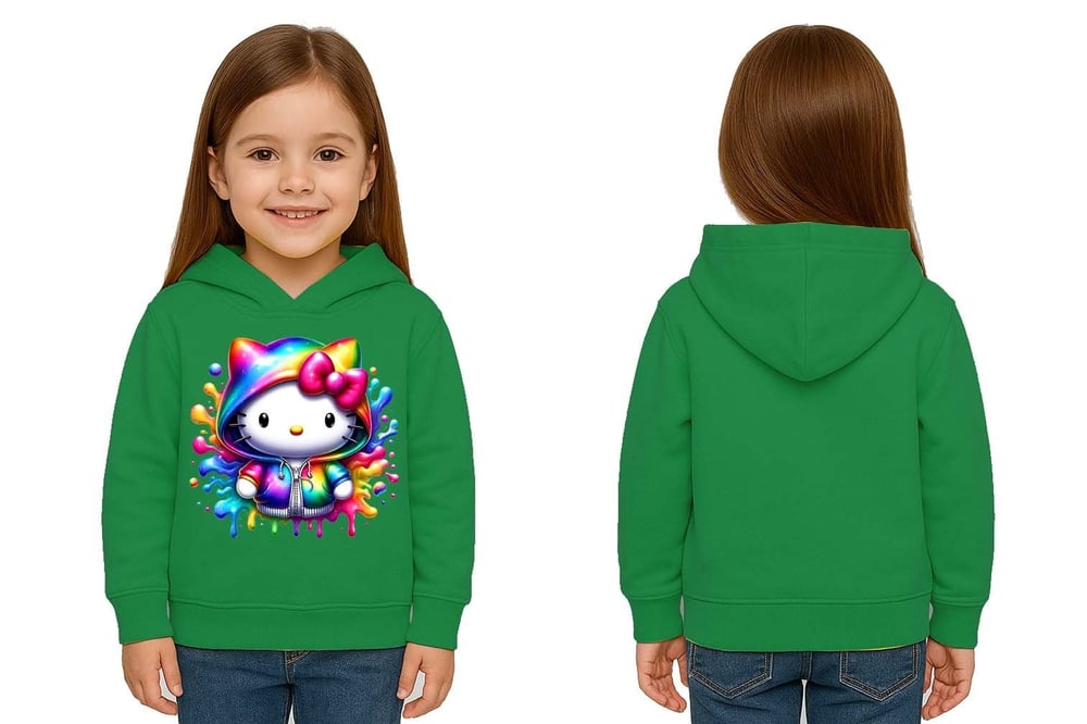 Unisex hello kity  Baskılı Çocuk Swaetshirt  Baskılı Kapüşonlu 3 İplik Şardonlu
