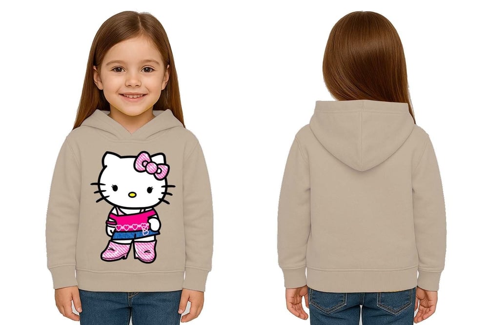 Unisex hello kity  Baskılı Çocuk Swaetshirt  Baskılı Kapüşonlu 3 İplik Şardonlu
