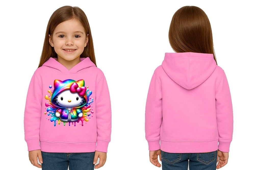 Unisex hello kity  Baskılı Çocuk Swaetshirt  Baskılı Kapüşonlu 3 İplik Şardonlu