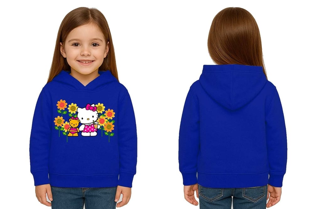 Unisex hello kity  Baskılı Çocuk Swaetshirt  Baskılı Kapüşonlu 3 İplik Şardonlu