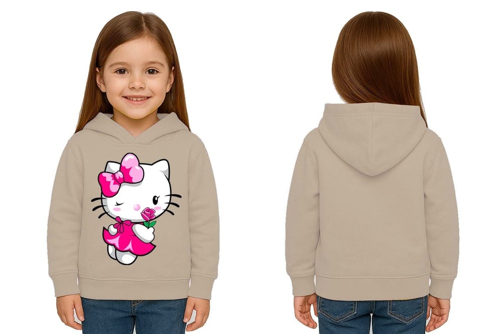 Unisex hello kity  Baskılı Çocuk Swaetshirt  Baskılı Kapüşonlu 3 İplik Şardonlu