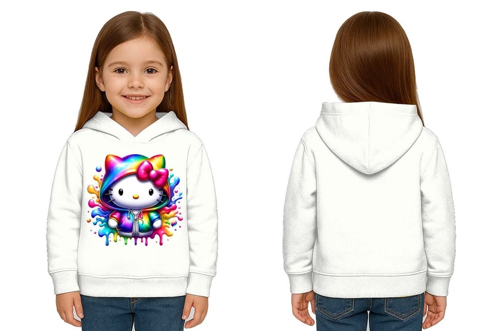 Unisex hello kity  Baskılı Çocuk Swaetshirt  Baskılı Kapüşonlu 3 İplik Şardonlu