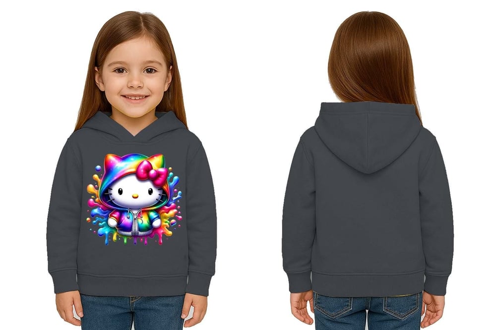 Unisex hello kity  Baskılı Çocuk Swaetshirt  Baskılı Kapüşonlu 3 İplik Şardonlu