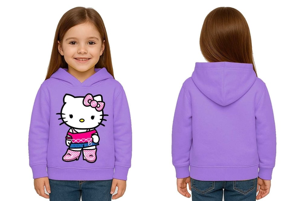 Unisex hello kity  Baskılı Çocuk Swaetshirt  Baskılı Kapüşonlu 3 İplik Şardonlu