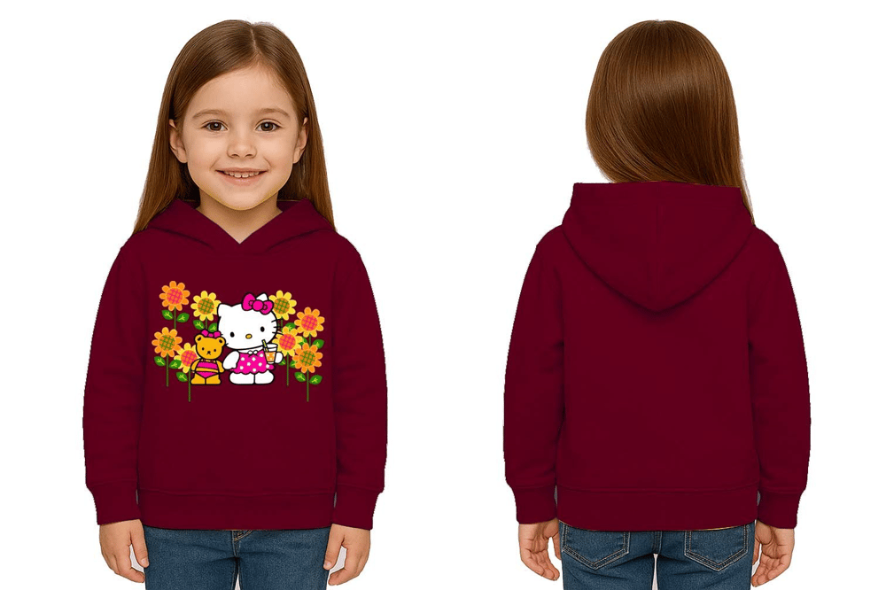 Unisex hello kity  Baskılı Çocuk Swaetshirt  Baskılı Kapüşonlu 3 İplik Şardonlu