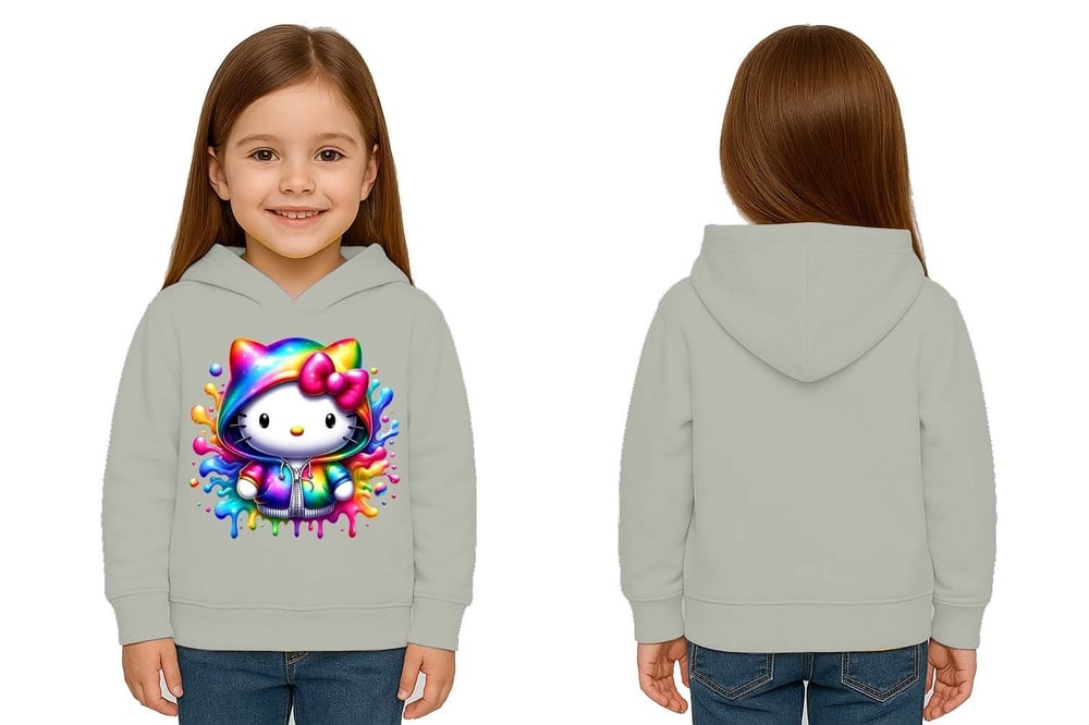 Unisex hello kity  Baskılı Çocuk Swaetshirt  Baskılı Kapüşonlu 3 İplik Şardonlu