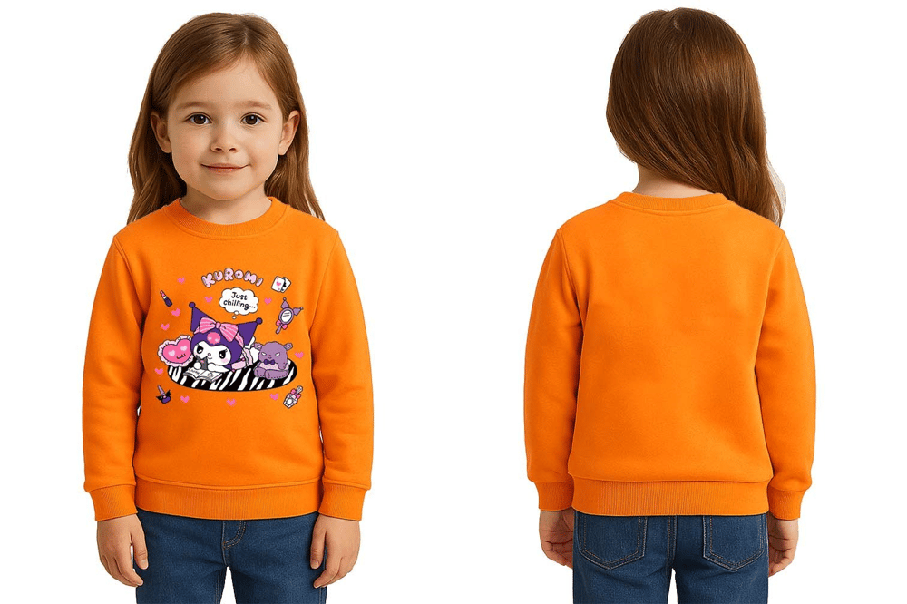 Unisex Kuromi Baskılı Çocuk Swaetshirt 3 İplik Şardonlu