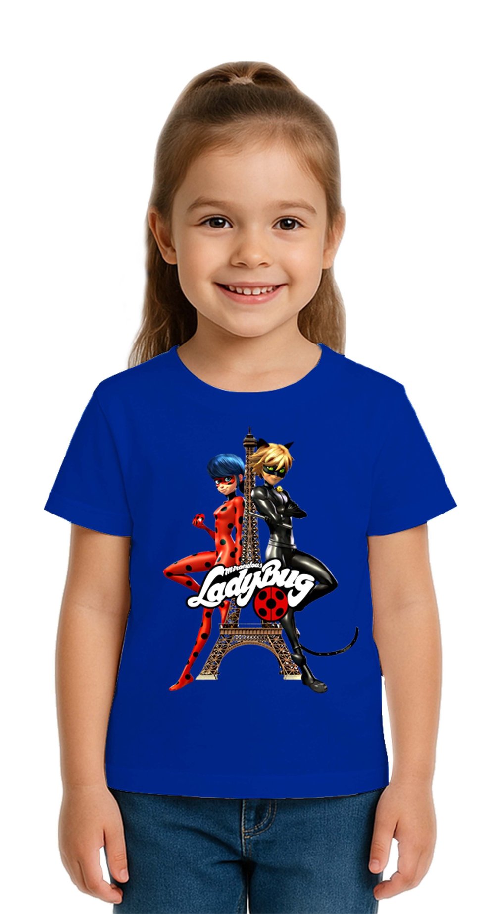 Unisex Ladybug baskılı Çocuk Tişört pamuklu penye kumaş