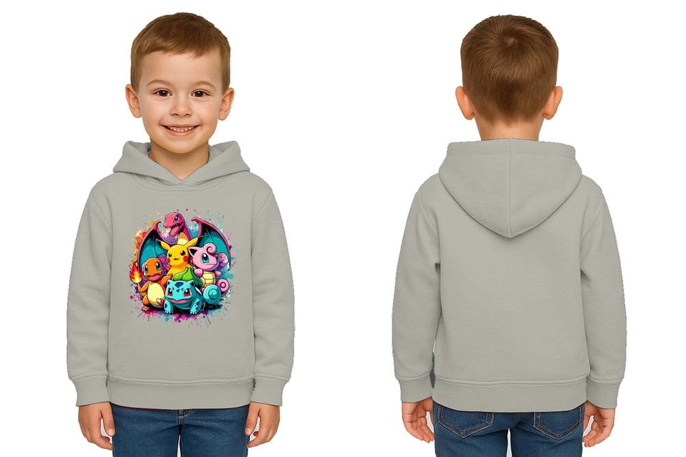 Unisex Pokemon Baskılı Çocuk Swaetshirt 3 İplik Şardonlu