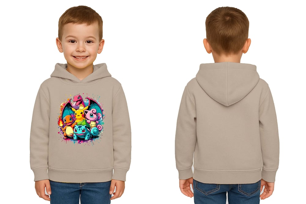 Unisex Pokemon Baskılı Çocuk Swaetshirt 3 İplik Şardonlu