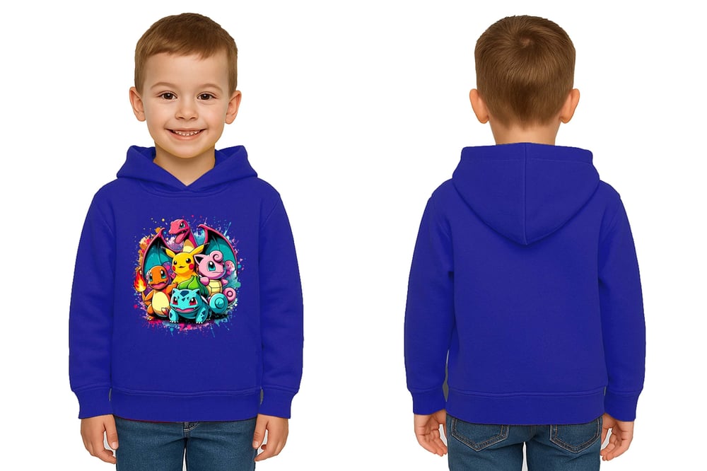 Unisex Pokemon Baskılı Çocuk Swaetshirt 3 İplik Şardonlu