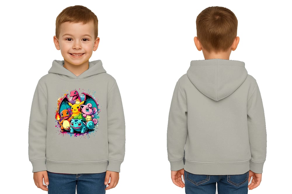 Unisex Pokemon Baskılı Çocuk Swaetshirt 3 İplik Şardonlu