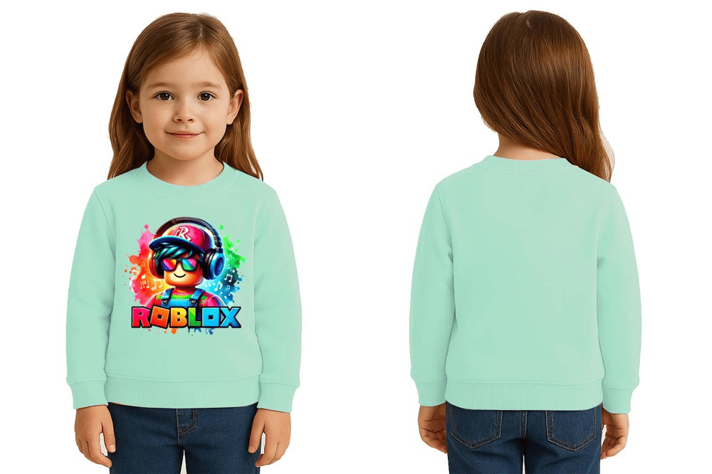 Unisex roblox Baskılı Çocuk Swaetshirt 3 İplik Şardonlu