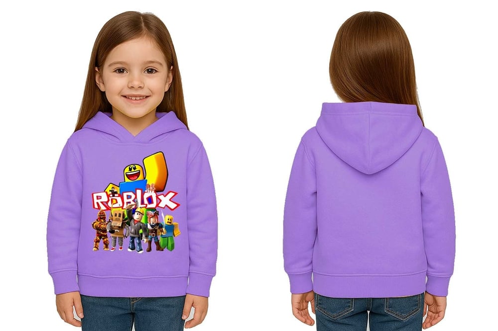 Unisex roblox Baskılı Çocuk Swaetshirt  Baskılı Kapüşonlu 3 İplik Şardonlu