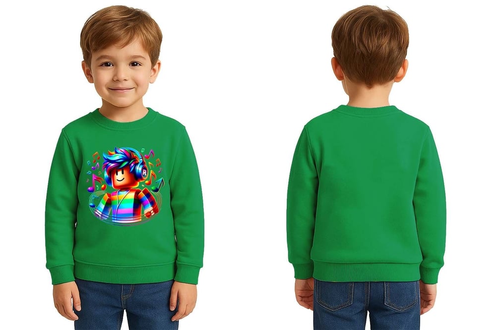 Unisex roblox Baskılı Çocuk Swaetshirt 3 İplik Şardonlu