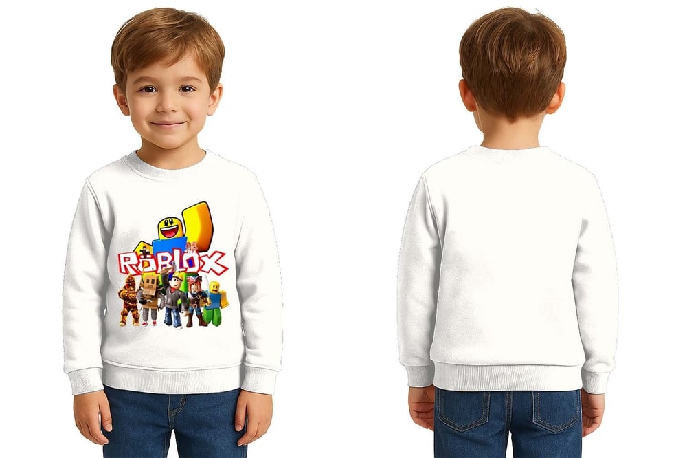 Unisex roblox Baskılı Çocuk Swaetshirt 3 İplik Şardonlu