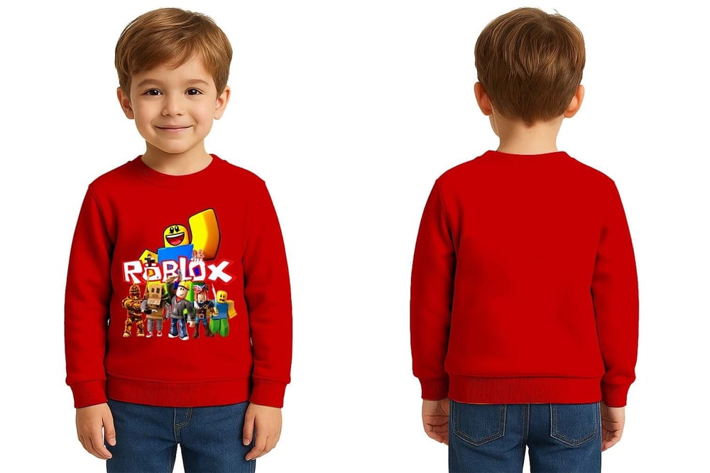 Unisex roblox Baskılı Çocuk Swaetshirt 3 İplik Şardonlu