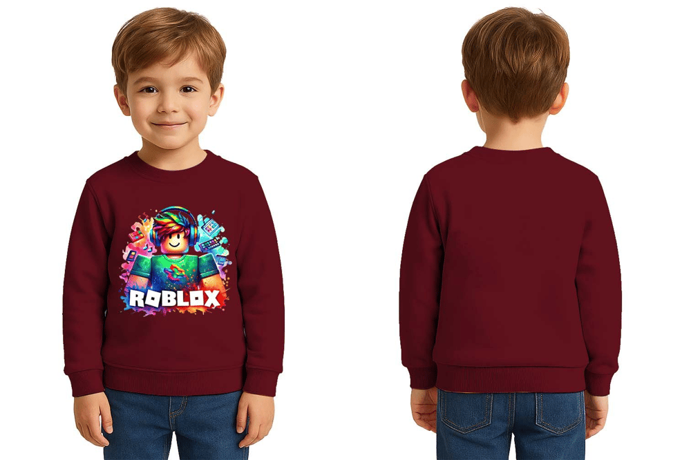 Unisex roblox Baskılı Çocuk Swaetshirt 3 İplik Şardonlu
