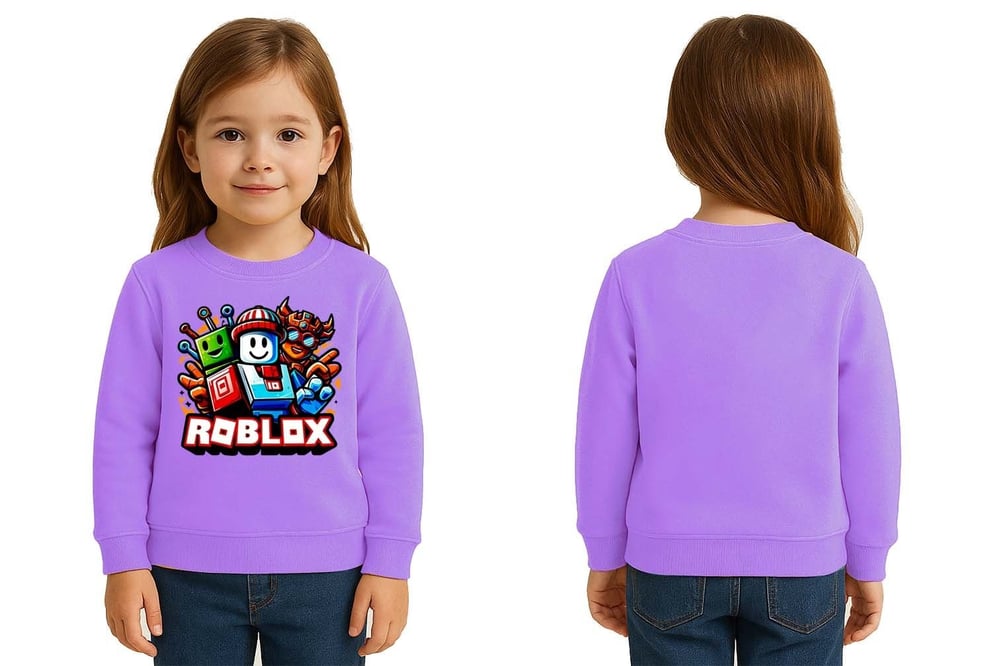 Unisex roblox Baskılı Çocuk Swaetshirt 3 İplik Şardonlu