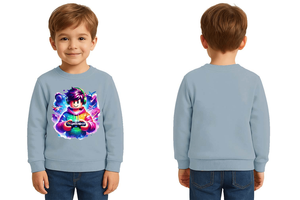 Unisex roblox Baskılı Çocuk Swaetshirt 3 İplik Şardonlu