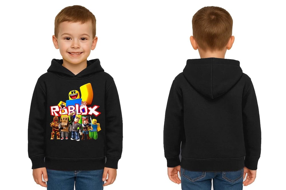 Unisex roblox Baskılı Çocuk Swaetshirt  Baskılı Kapüşonlu 3 İplik Şardonlu