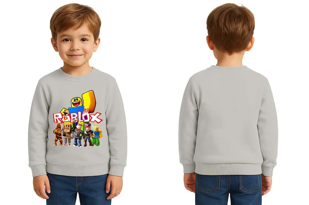 Unisex roblox Baskılı Çocuk Swaetshirt 3 İplik Şardonlu