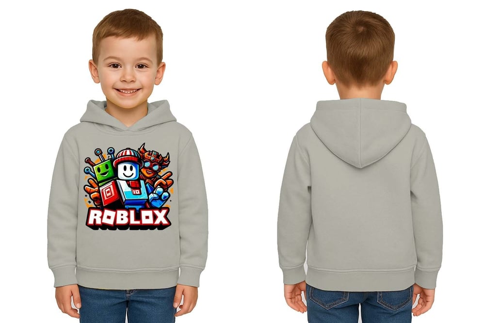 Unisex roblox Baskılı Çocuk Swaetshirt  Baskılı Kapüşonlu 3 İplik Şardonlu