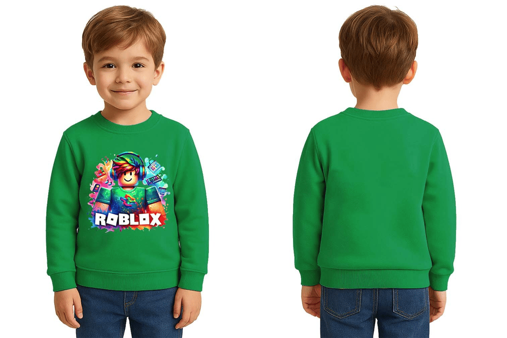 Unisex roblox Baskılı Çocuk Swaetshirt 3 İplik Şardonlu