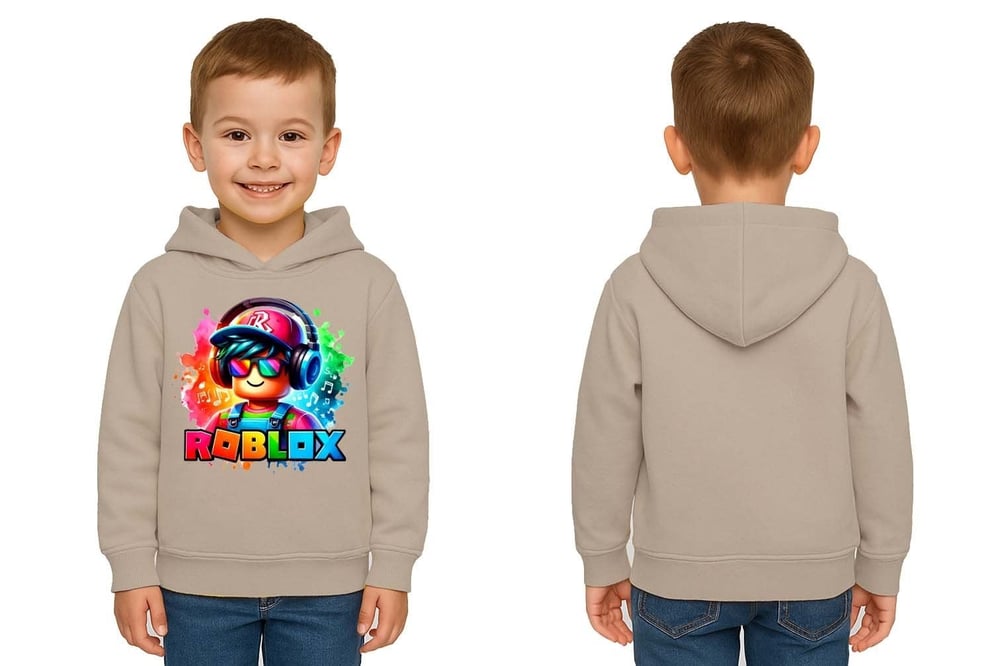 Unisex roblox Baskılı Çocuk Swaetshirt  Baskılı Kapüşonlu 3 İplik Şardonlu