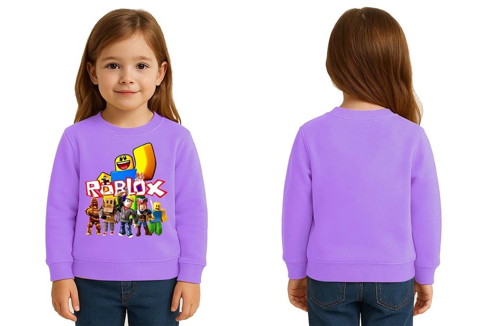 Unisex roblox Baskılı Çocuk Swaetshirt 3 İplik Şardonlu