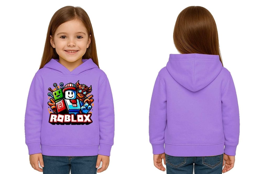 Unisex roblox Baskılı Çocuk Swaetshirt  Baskılı Kapüşonlu 3 İplik Şardonlu