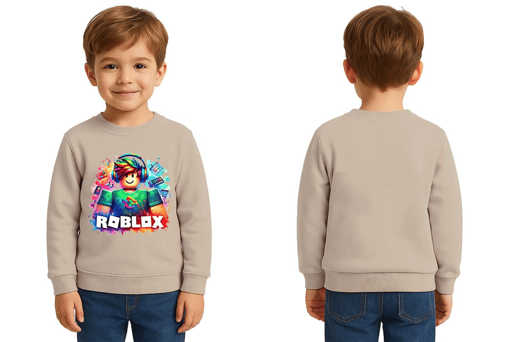 Unisex roblox Baskılı Çocuk Swaetshirt 3 İplik Şardonlu