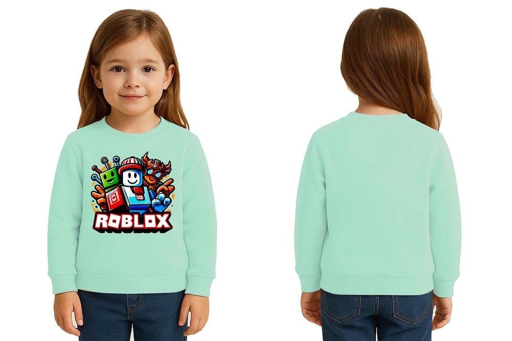 Unisex roblox Baskılı Çocuk Swaetshirt 3 İplik Şardonlu