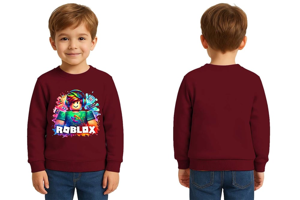 Unisex roblox Baskılı Çocuk Swaetshirt 3 İplik Şardonlu