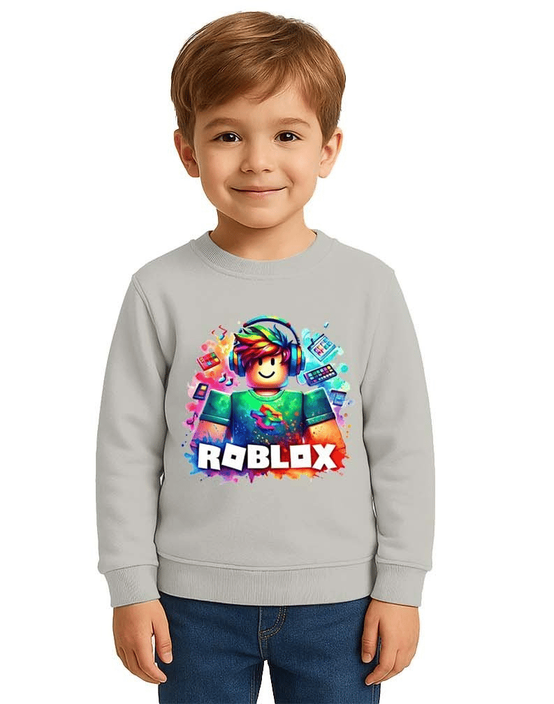 Unisex roblox Baskılı Çocuk Swaetshirt 3 İplik Şardonlu